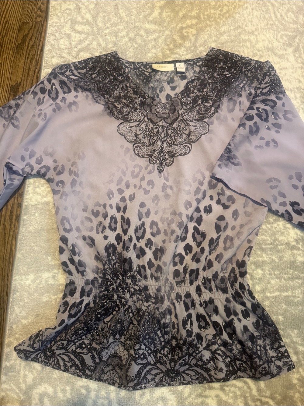 Women’s Purple Cheetah Print Chiffon Tunic